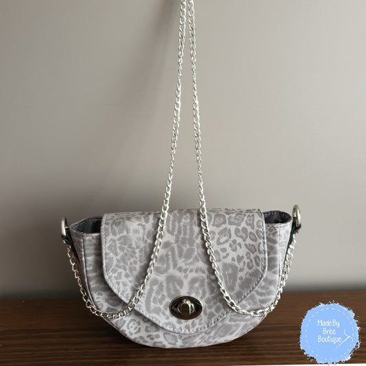 Grey Leopard Chain Bag