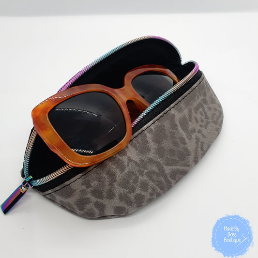 Grey Leopard Glasses Case